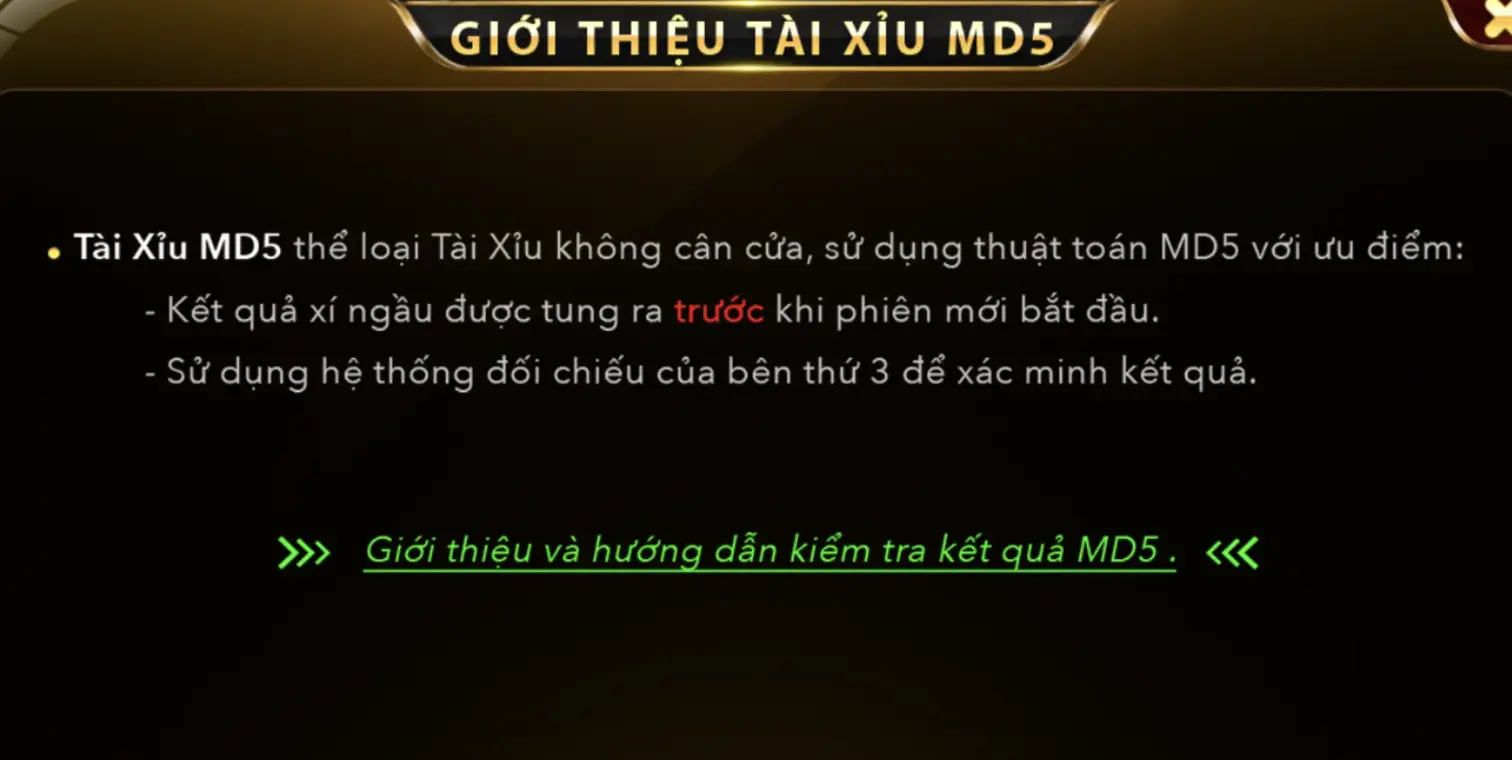 Giao diện Tài xỉu MD5 bắt mắt tại Go88