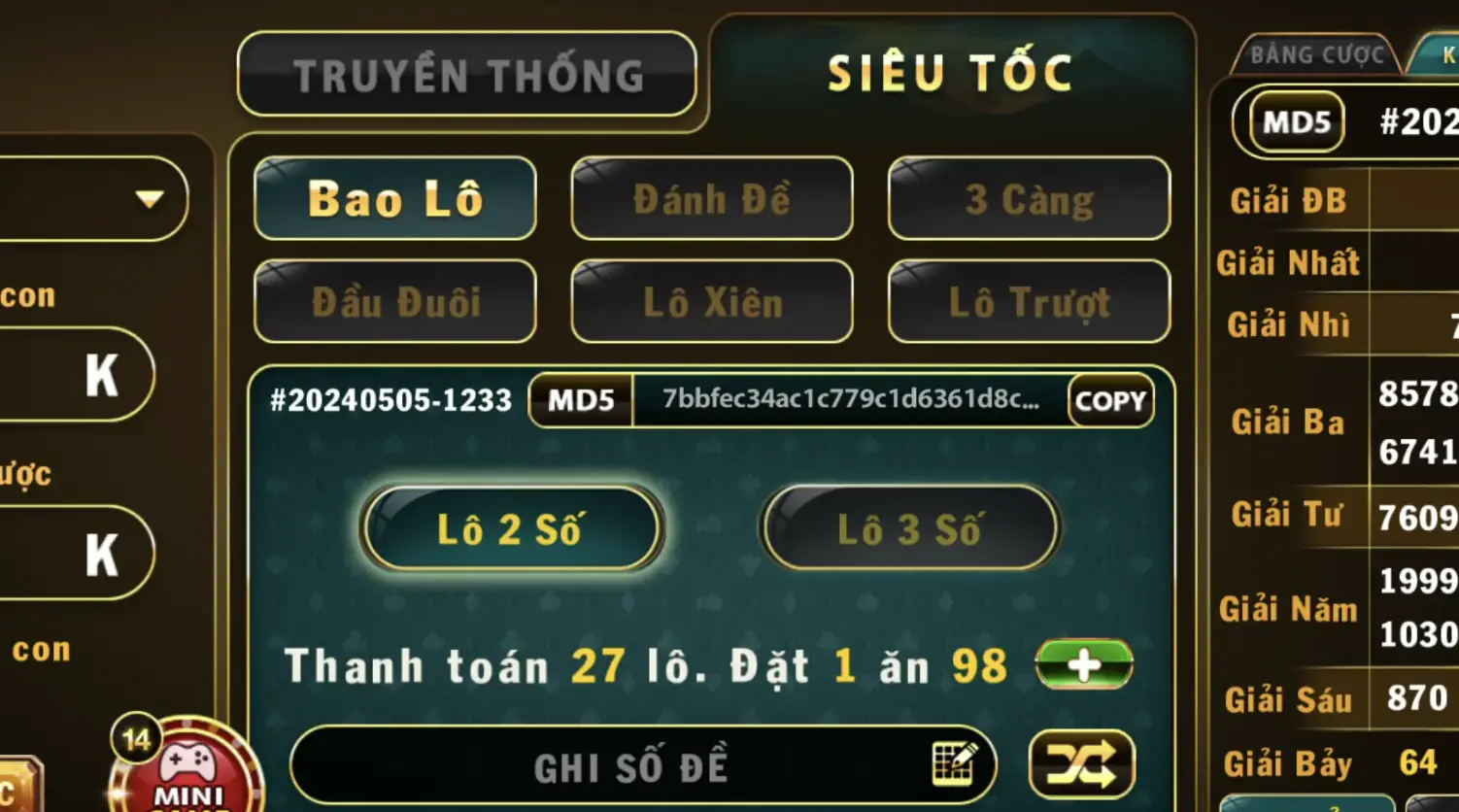 Người chơi có thể lựa chọn cửa cược trong lô đề đầu đuôi Go 88