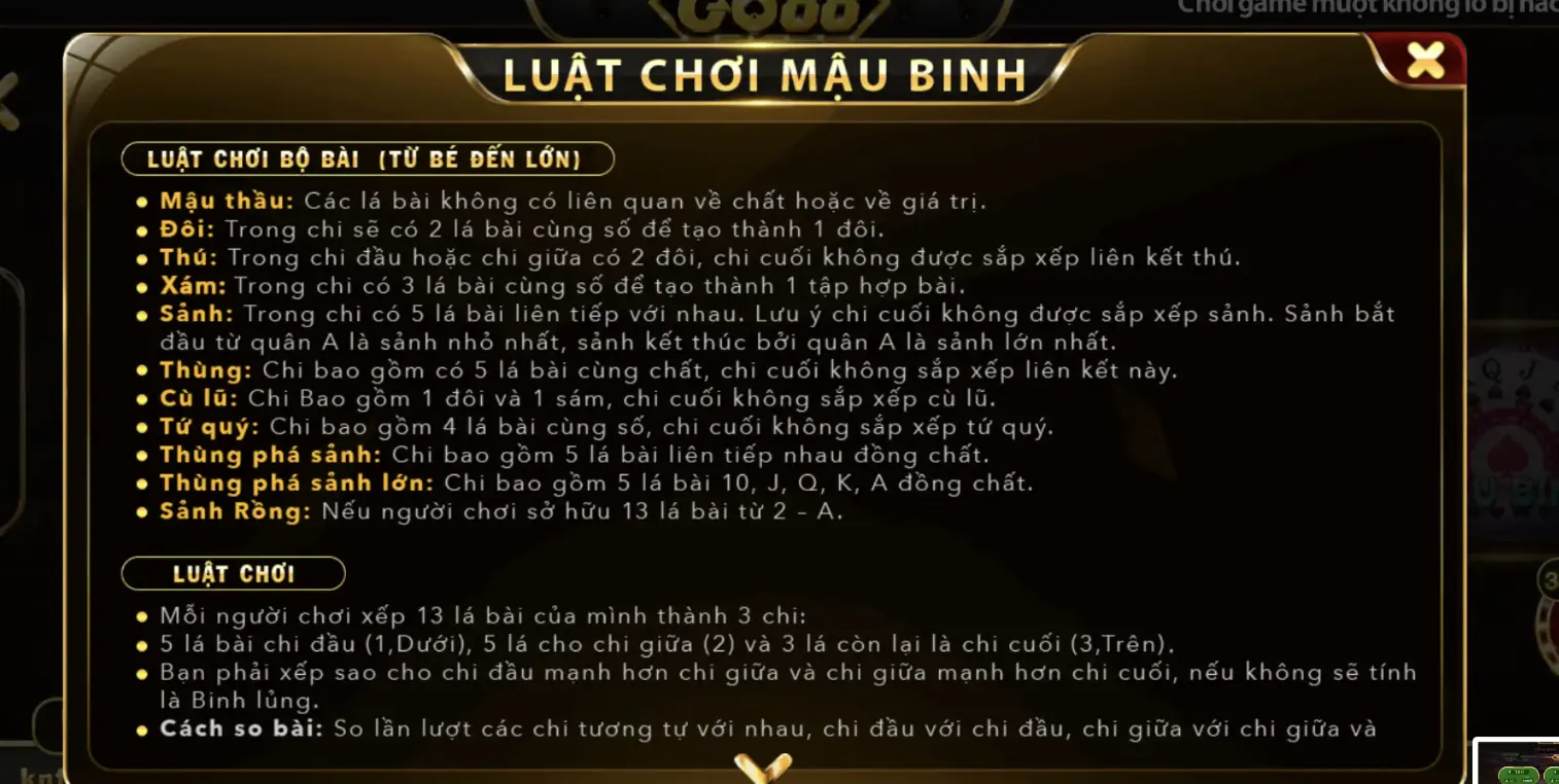 Cách so sánh chi trong Mậu Binh khá đơn giản