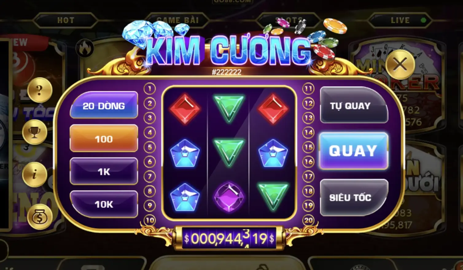 Go88 trả thưởng cao ngất ngưởng cho mini Kim Cương