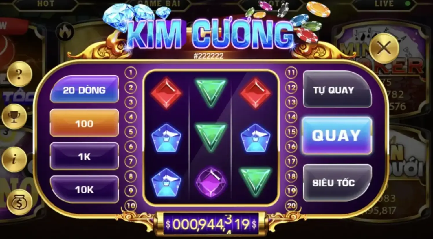 Hệ thống tính điểm hoành tráng tại mini game Kim Cương Go88