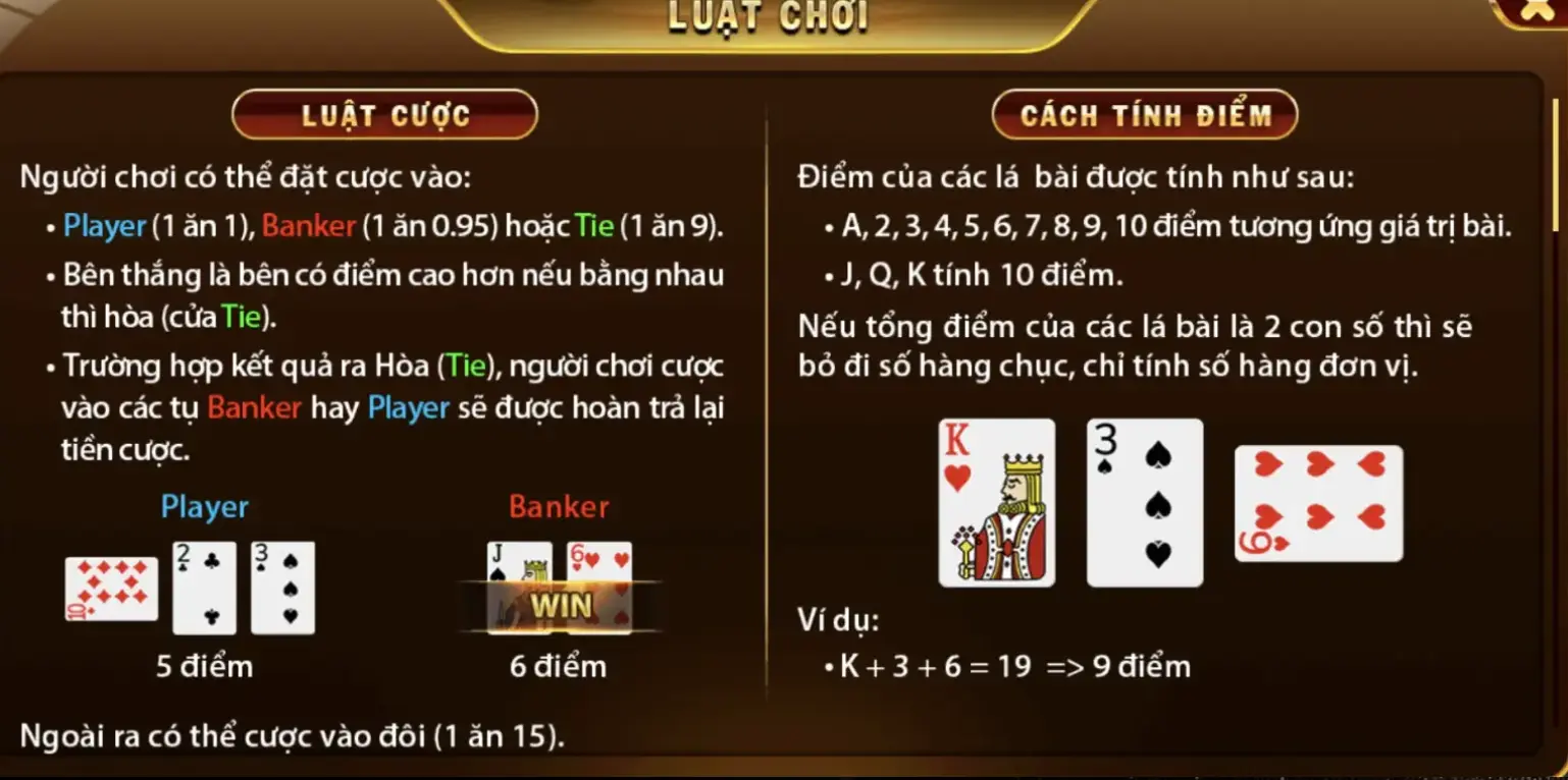 Đa dạng các cửa cược trong Baccarat Go88