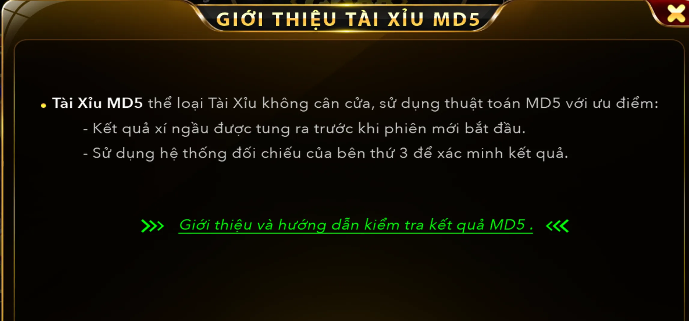 Tham khảo về quy cách đặt cược của Tài Xỉu MD5