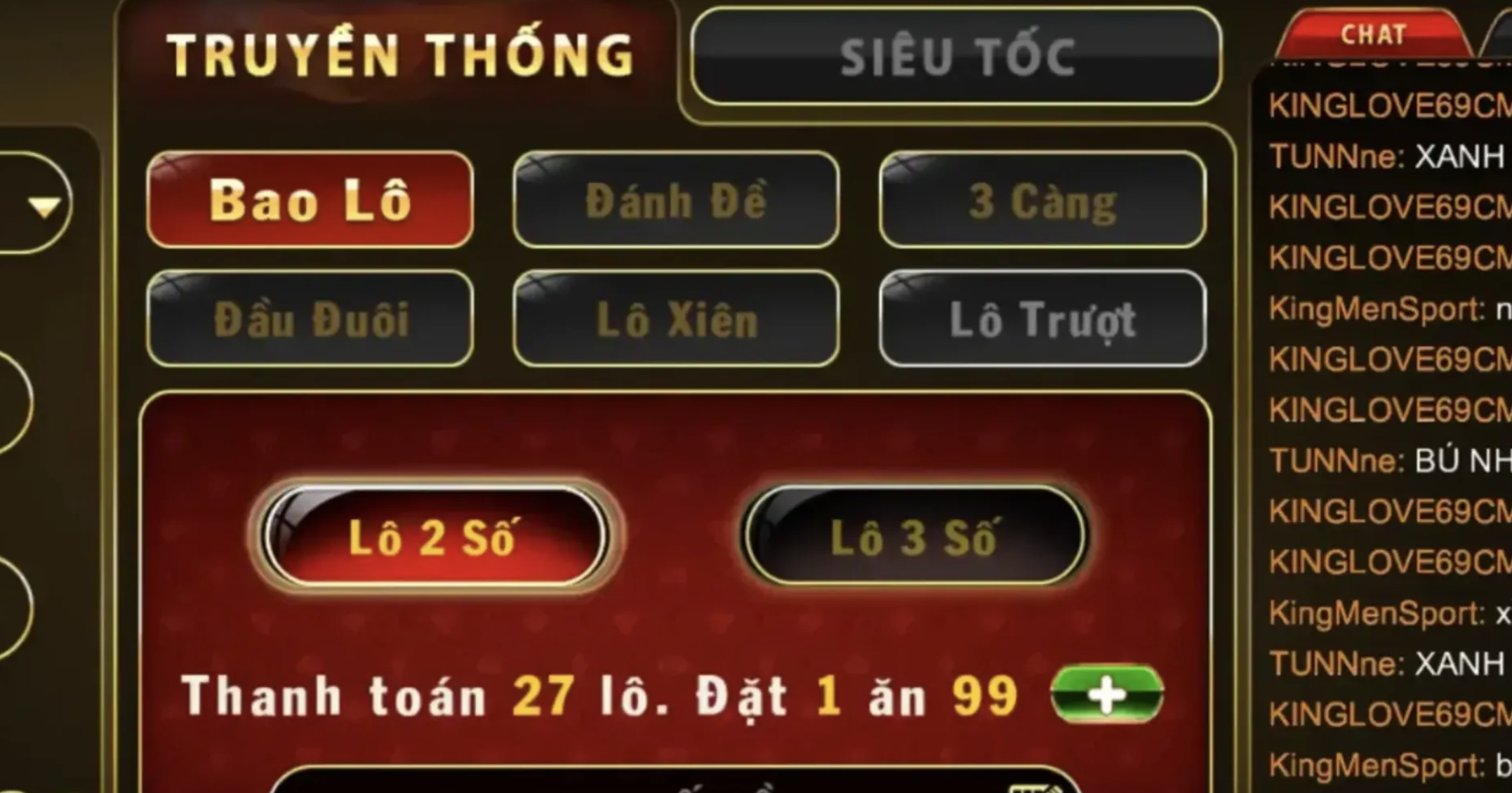 Bảng lô về hiển thị rõ ràng tại giao diện hệ thống 