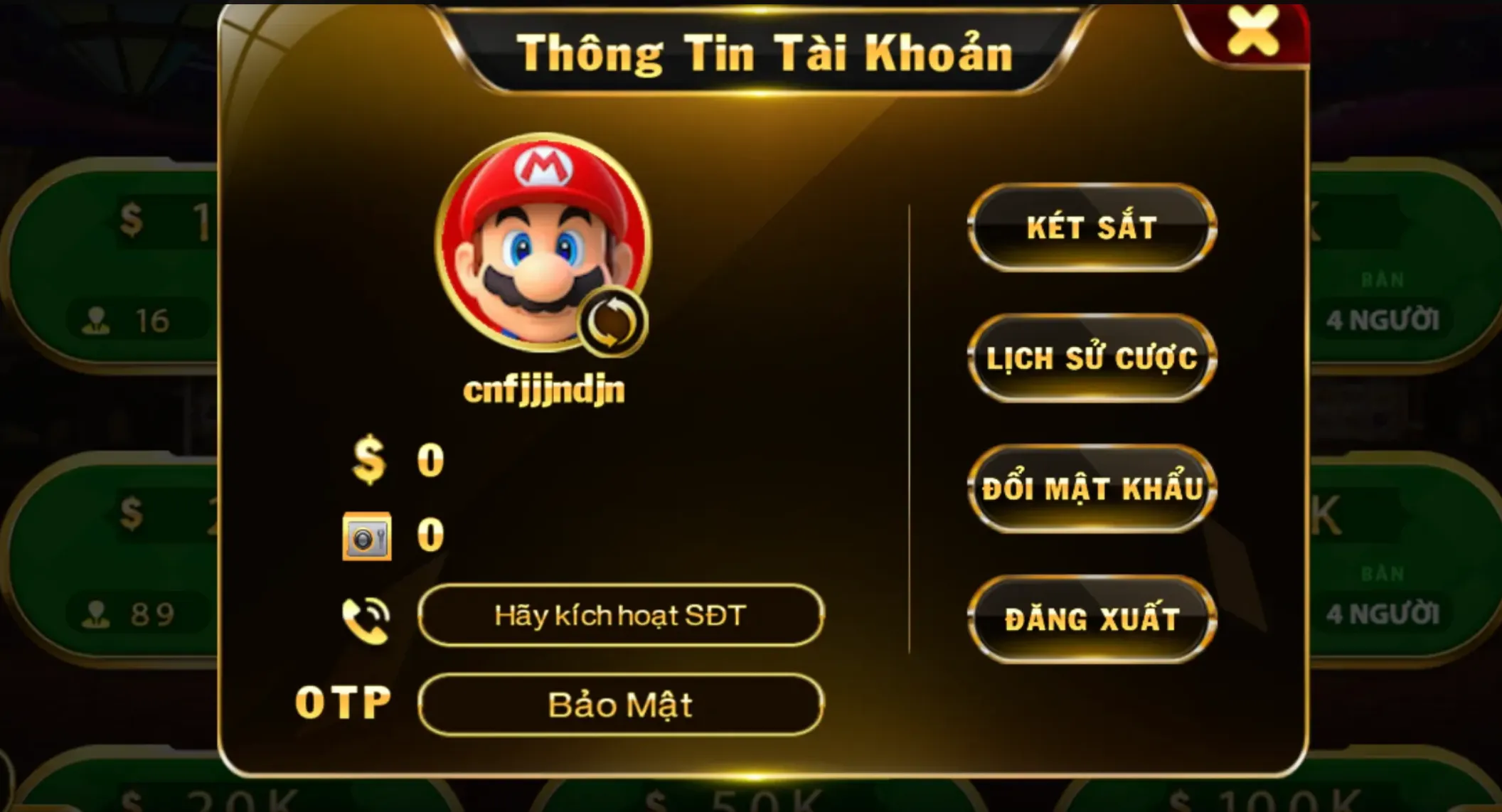 Thực hiện nạp tiền nhanh chóng để thử thách Mậu Binh